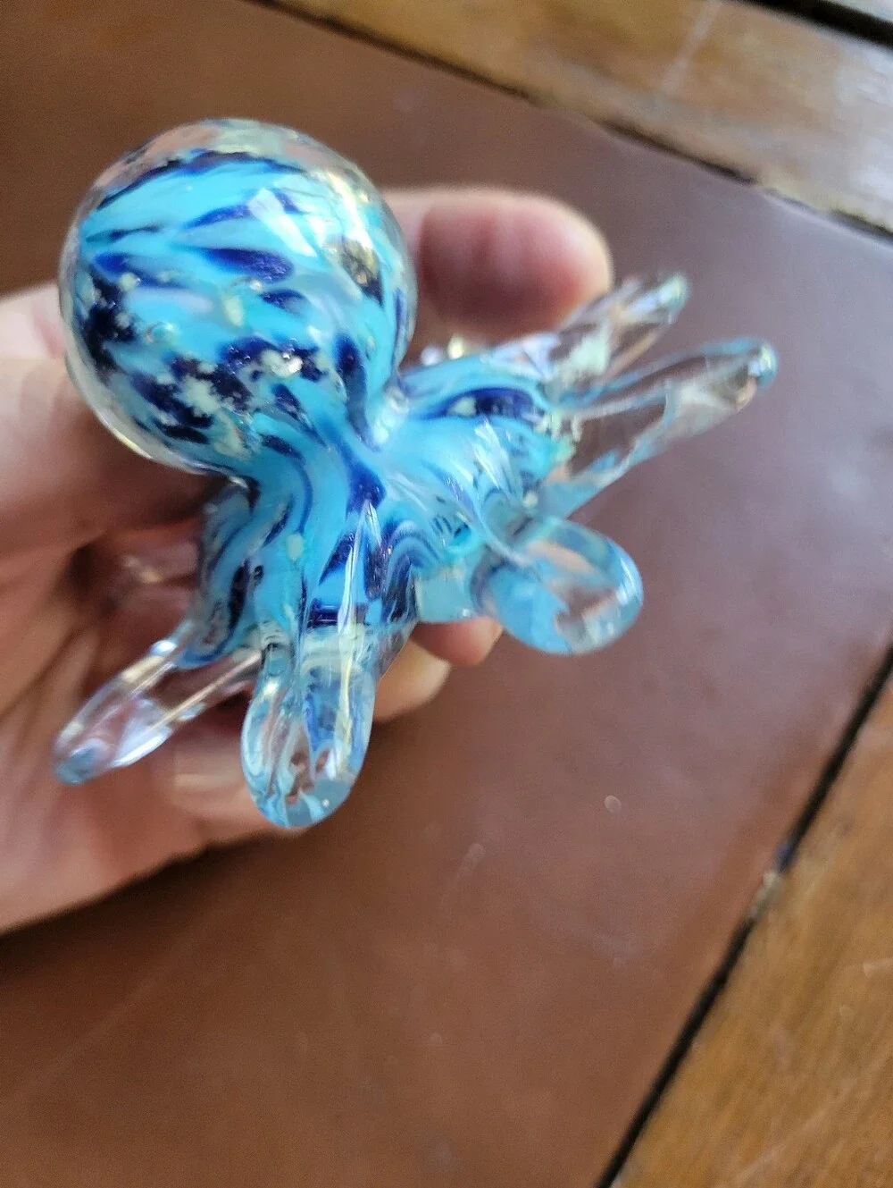 Dynasty Gallery Blue Art Glass Octopus Paperweight Figurine